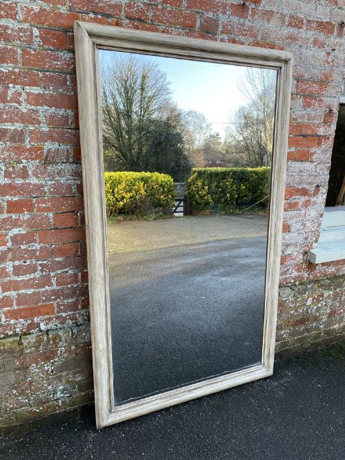 A Fabulous Large Antique French 19th Century Carved Wood Painted Plain Mirror.
