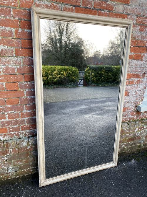 A Superb Large Antique French 19th Century Carved Wood Painted Plain Mirror.