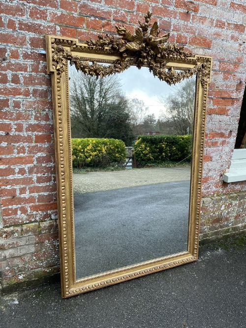 A Spectacular Large Antique French 19th Century Carved Wood & Gesso Original Gilt Mirror.