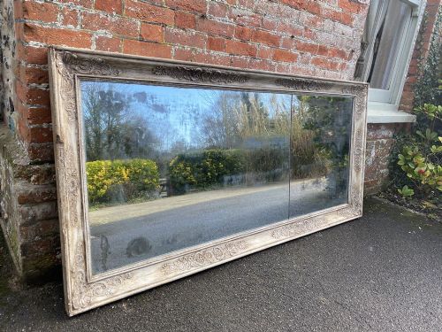 A Spectacular Large Antique French 19th Century Carved Wood & Gesso Painted Louis Philippe Mirror.