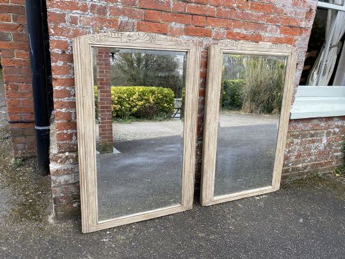 A Highly Unusual Pair of Antique French Early 20th Century Carved Wood Mirrors.