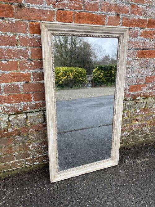A Delightful Early Antique French 19th Century Carved Wood & Gesso Painted Mirror.