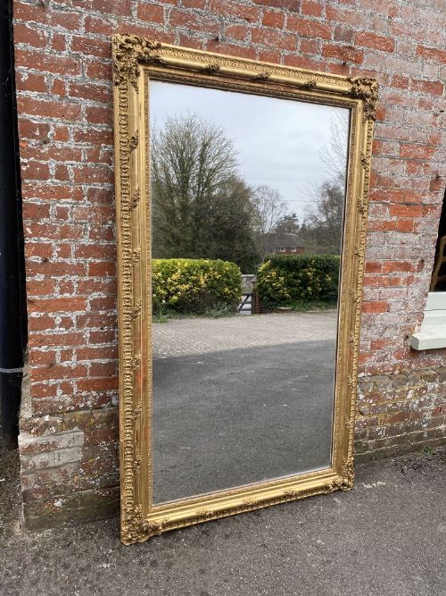A Spectacular Large Antique French 19th Century Carved Wood & Gesso Original Gilt Framed Mirror.