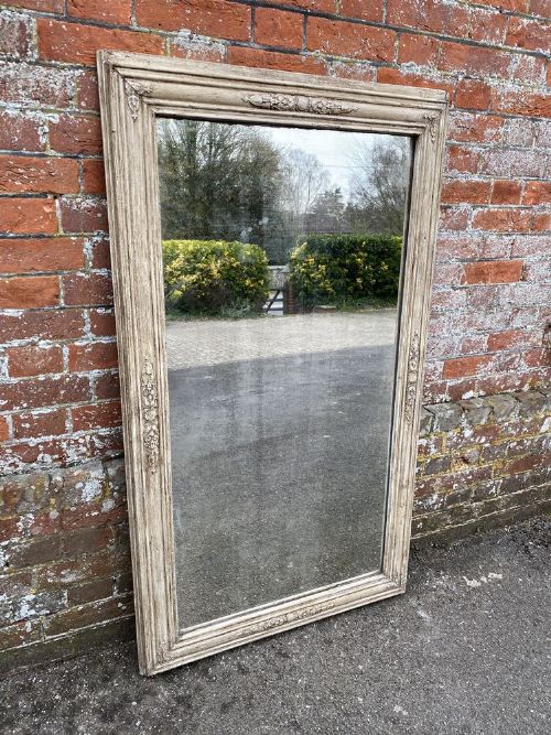 A Stunning Large Antique French 19th Century Carved Wood & Gesso Painted Mirror.