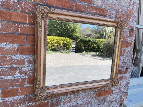 A Fabulous Highly Useful Size Antique French 19th Century Carved Wood & Gesso Original Gilt Mirror.