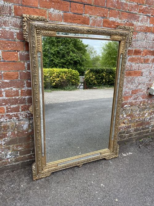 A Fabulous Large Antique French 19th Century Carved Wood & Gesso Original Gilt Mirror.