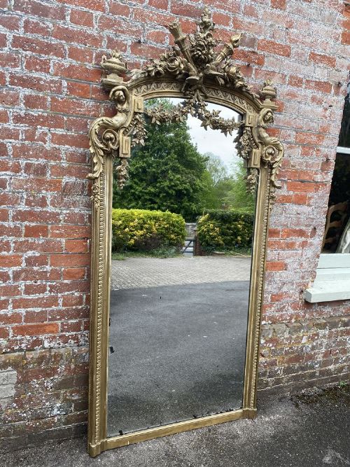 An Absolutely Stunning Large Antique French 19th Century Carved Wood & Gesso Original Gilt Mirror.