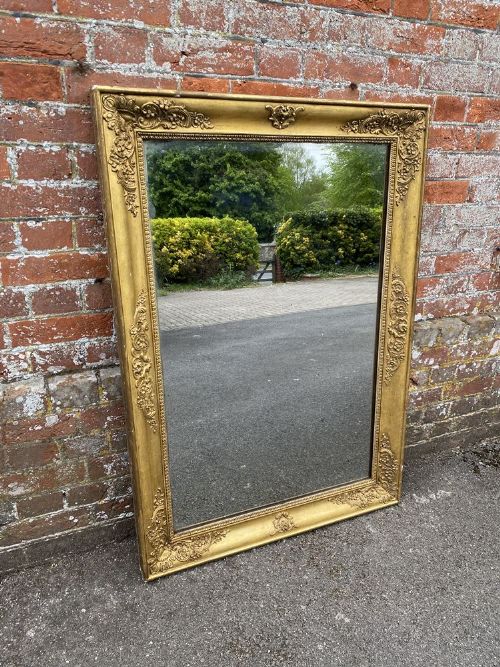 A Delightful Large Antique French Early 19th Century Carved Wood & Gesso Original Gilt Louis Philippe Mirror.