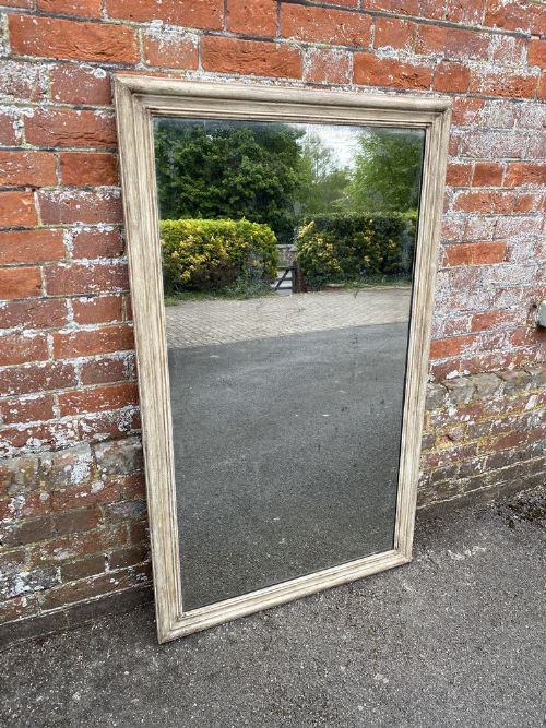 A Superb Highly Useful Size Antique French 19th Century Carved Wood Painted Plain Mirror.