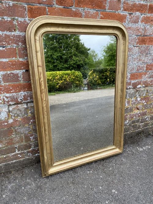 A Stunning Good Size Antique French 19th Century Carved Wood & Gesso Original Gilt Arched Top Mirror.