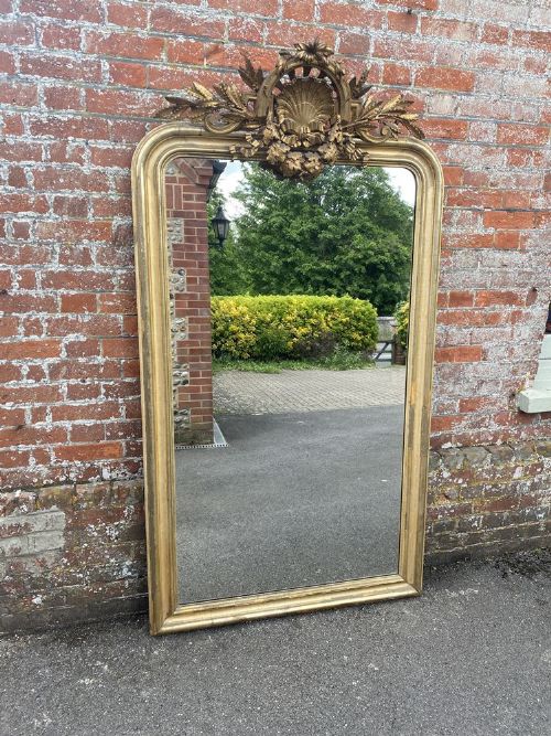 A Stunning Large Antique French 19th Century Carved Wood & Gesso Original Silver Gilt Mirror.