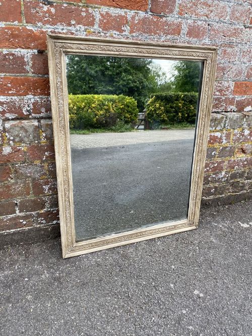 A Wonderful Good Size Antique French 19th Century Carved Wood & Gesso Painted Mirror.
