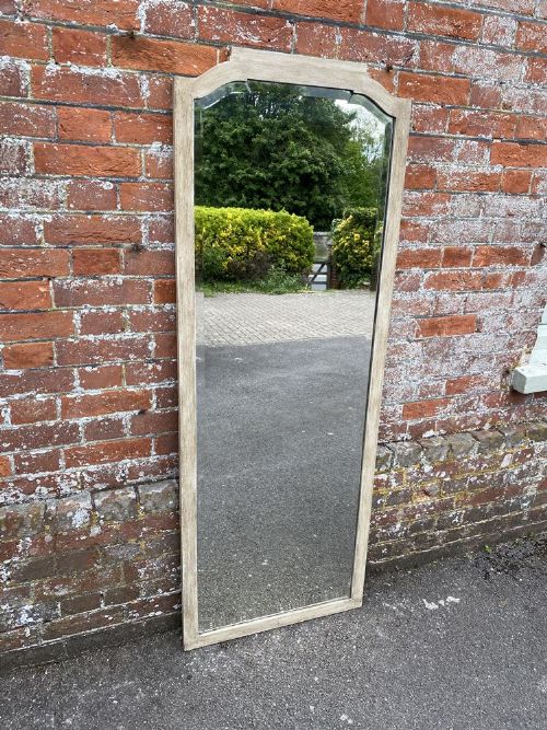 A Wonderful Good Size Antique French 19th Century Carved Wood Painted Shaped Top Mirror.