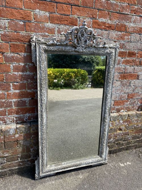 A Wonderful Good Size Antique French 19th Century Carved Wood & Gesso Painted Mirror.