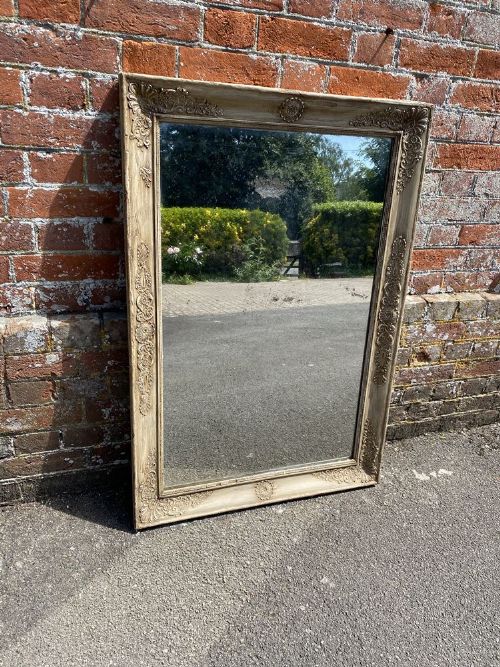 A Delightful Early Antique French 19th Century Carved Wood & Gesso Painted Louis Philippe Mirror.