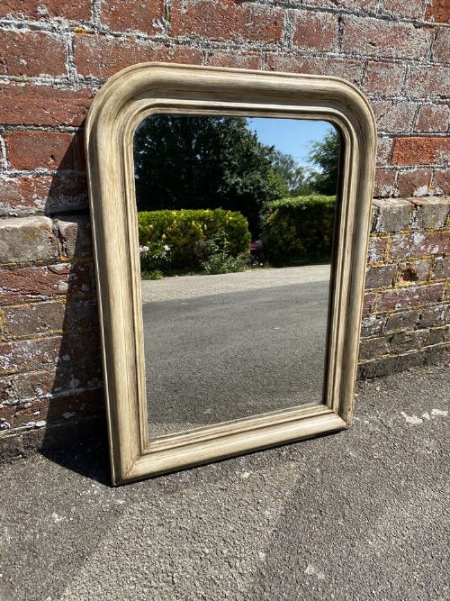 A Wonderful Good Size Antique French 19th Century Carved Wood & Gesso Arched Top Painted Louis Phillippe Mirror.