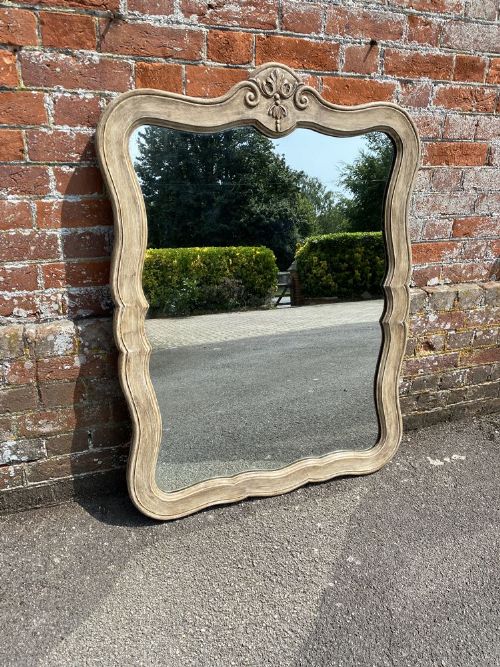 A Superb Good Size Antique French 19th Century Carved Wood Shaped Painted Mirror.