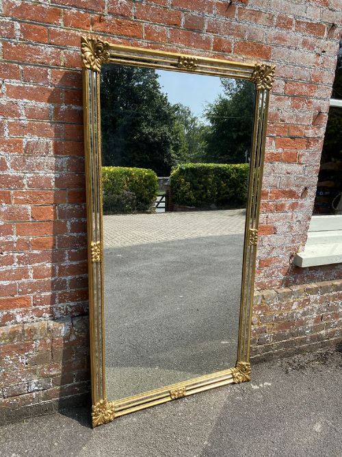 A Stunning Large Early 20th Century Carved Wood Gilt Mirror.