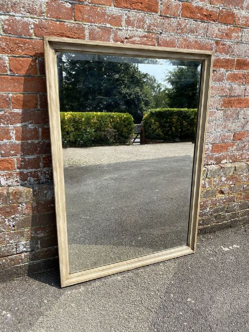 A Fabulous Useful Size Antique French 19th Century Carved Wood Painted Plain Mirror.