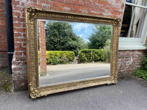 An Exceptional Large Antique English 19th Century Carved Wood & Gesso Original Gilt Mirror.