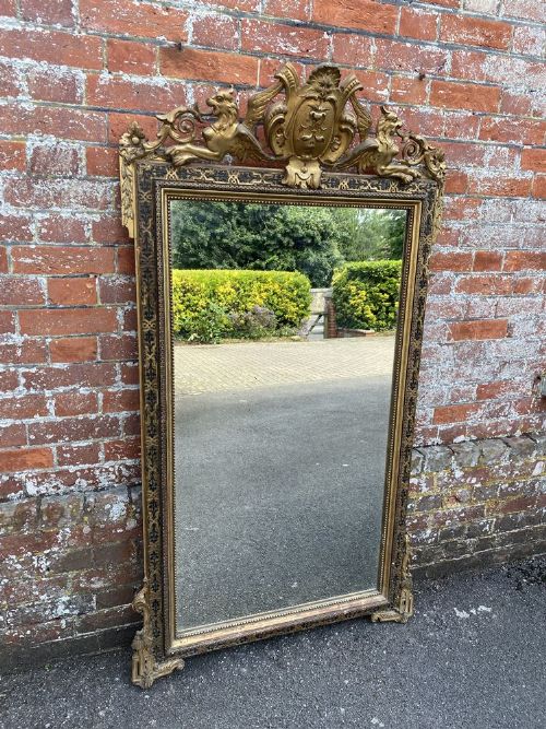 A Spectacular Large Antique French 19th Century Carved Wood & Gesso Original Gilt Mirror.
