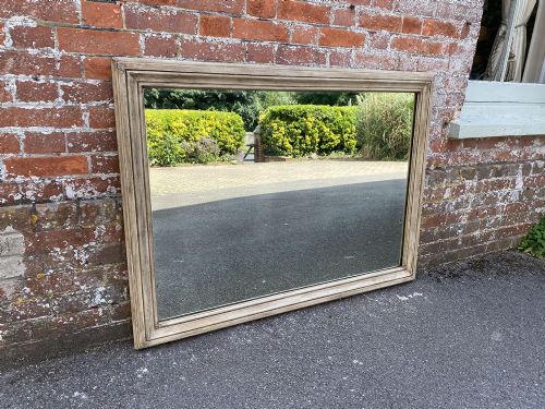 A Wonderful Highly Useful Size Antique French 19th Century Carved Wood Painted Plain Mirror.
