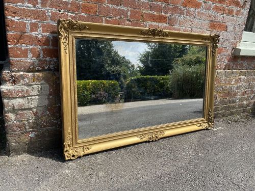 A Spectacular Large Antique French 19th Century Carved Wood & Gesso Original Gilt Louis Philippe Mirror.