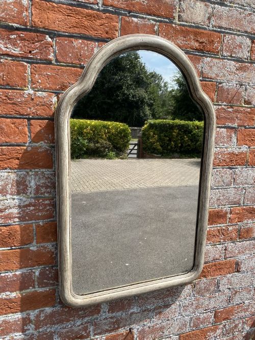 A Superb Useful Size Antique French 19th Century Carved Wood & Gesso Shaped Top Mirror.