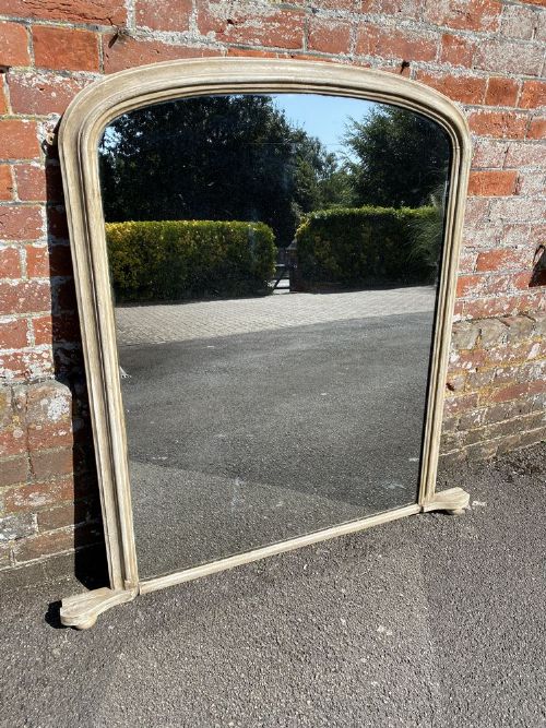 A Delightful Large Antique English 19th Century Carved Wood & Gesso Painted Arched Top Mirror.