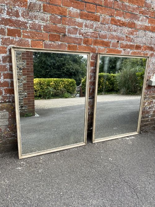 An Exceptional Pair of Antique French 19th Century Carved Wood Painted Bistro Mirrors.
