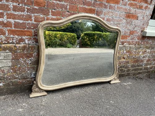A Fabulous Antique French 19th Century Carved Wood Painted Shape Mirror.