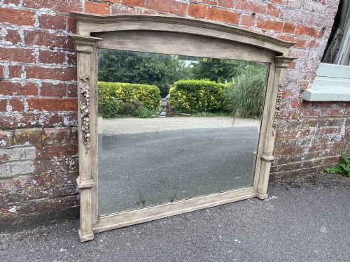 A Stunning Antique French 19th Century Carved Wood Painted Shaped Top Mirror.
