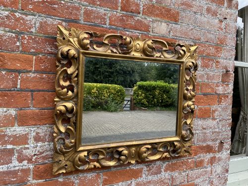 A Stunning Highly Useful Size Antique French 19th Century Carved Wood Original Gilt Mirror.
