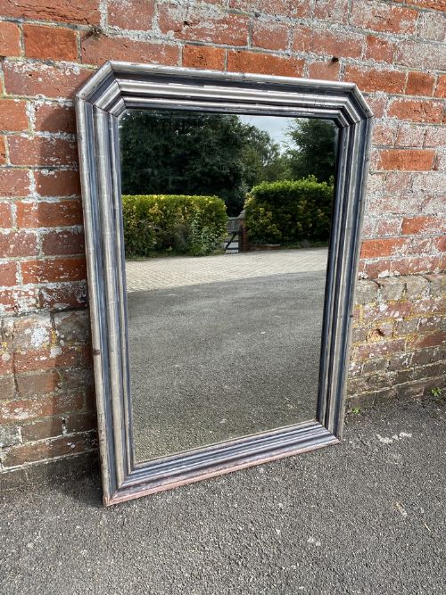 A Delightful Large Antique French 19th Century Carved Wood & Gesso Shaped Top Original Silvered Mirror.
