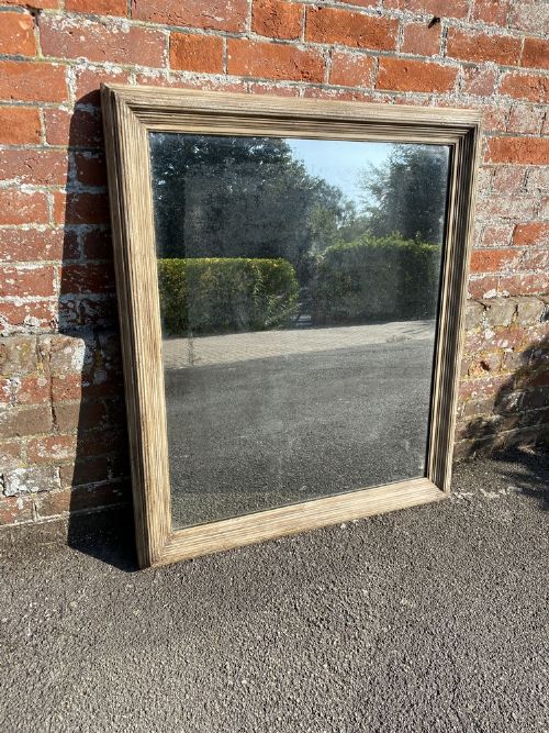 A Wonderful Good Size Antique French 19th Century Carved Wood & Gesso Ribbed Framed Painted Mirror.
