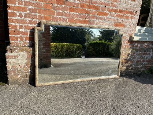 A Stunning Large Antique English 19th Century Carved Wood & Gesso Shaped Top Painted Mirror.