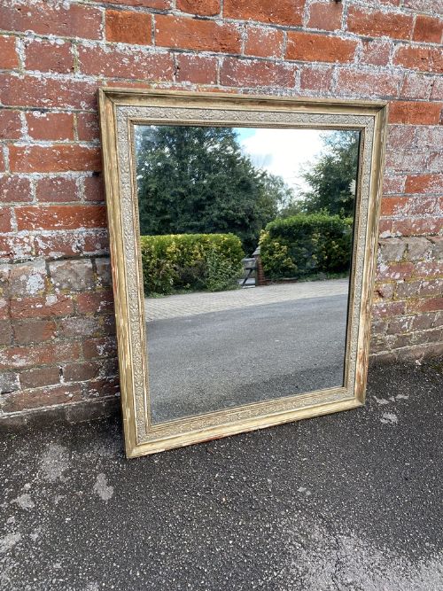 A Delightful Good Size Antique French 19th Century Carved Wood & Gesso Original Distressed Gilt Framed Mirror.