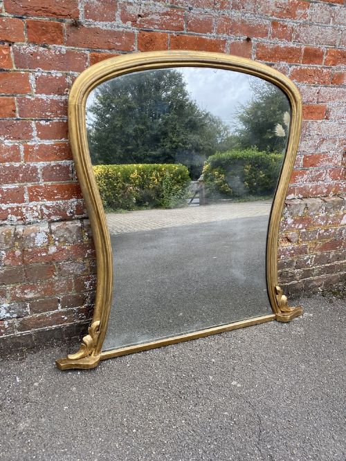 A Stunning Large Antique English 19th Century Horse Shoe Shaped Gilt Overmantle Mirror.