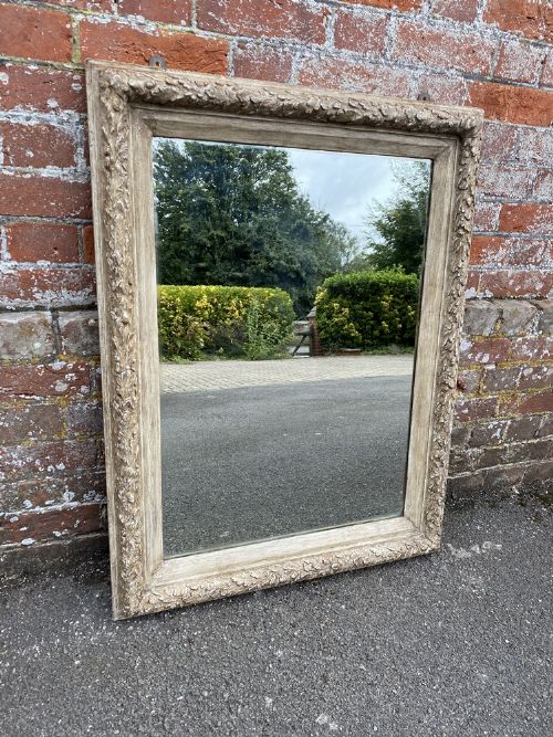 A Wonderful Good Size Antique French 19th Century Carved Wood & Gesso Painted Mirror.