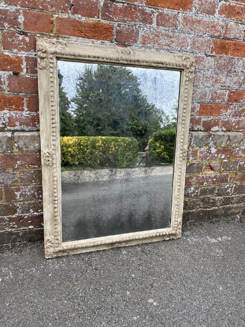 A Wonderful Antique French 19th Century Carved Wood & Gesso Painted Mirror.
