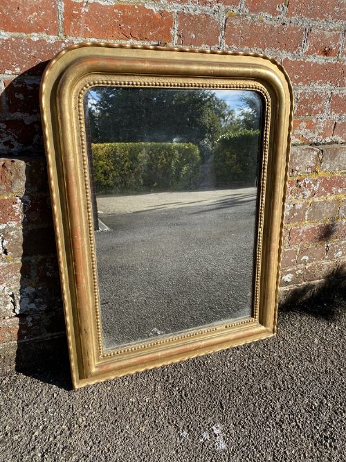 A Fabulous Good Size Antique French 19th Century Carved Wood & Gesso Original Gilt Pie Crust Framed Mirror.