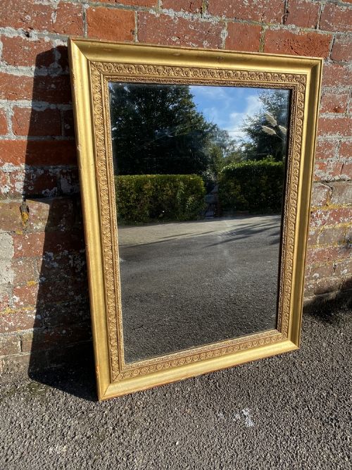 A Delightful Highly Useful Size Antique French 19th Century Carved Wood & Gesso Original Gilt Mirror.