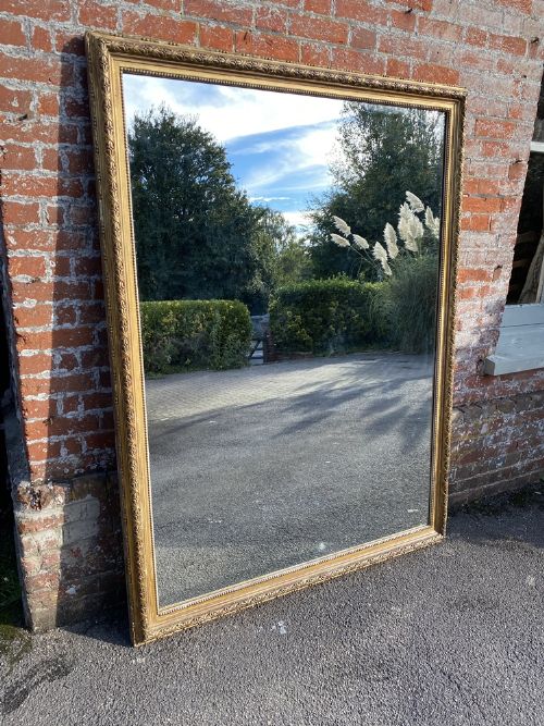 A Spectacular Large Antique French 19th Century Carved Wood & Gesso Original Gilt Mirror.