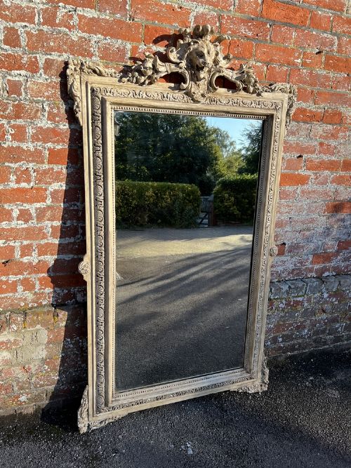 A Wonderful Large Antique French 19th Century Carved Wood & Gesso Painted Mirror.