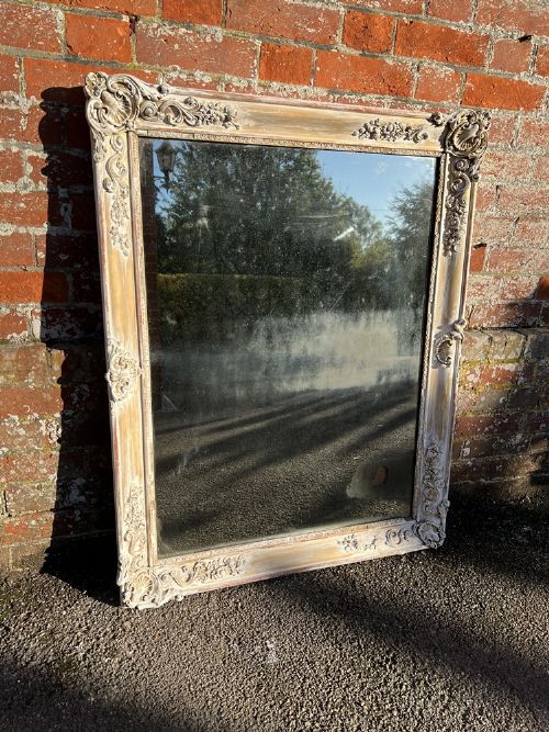 A Fabulous Good Size Antique French 19th Century Carved Wood & Gesso Distressed Gilt & Painted Louis Philippe Mirror,