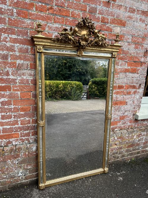 A Superb Large Antique French 19th Century Carved Wood & Gesso Original Gilt Mirror.