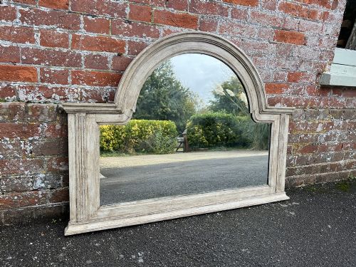 A Fabulous Highly Useful Size Antique French 19th Century Arched Top Plain Ribbed Painted Mirror.