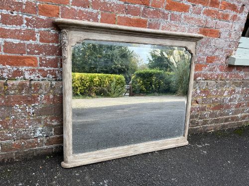 A Wonderful Good Size Antique French 19th Century Carved Wood Painted Overmantle Mirror.