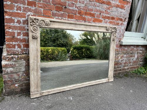 A Wonderful Large Antique English 19th Century Carved Wood & Gesso Painted Overmantle Mirror.