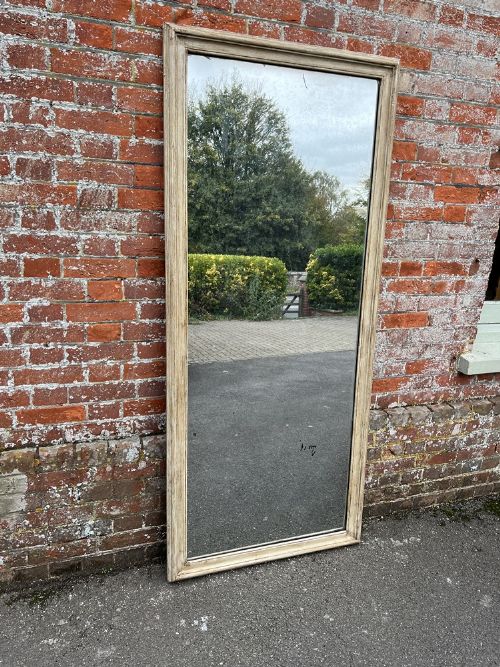 A Superb Large Antique French 19th Century Carved Wood & Gesso Painted Plain Mirror.
